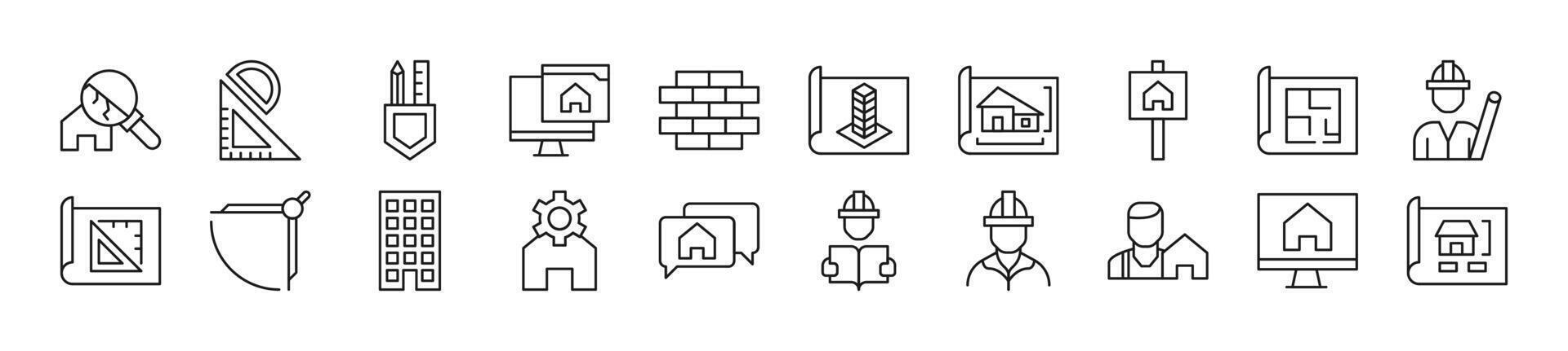 Collection of line icons of building. Editable stroke. Simple linear illustration for web sites, newspapers, articles book vector