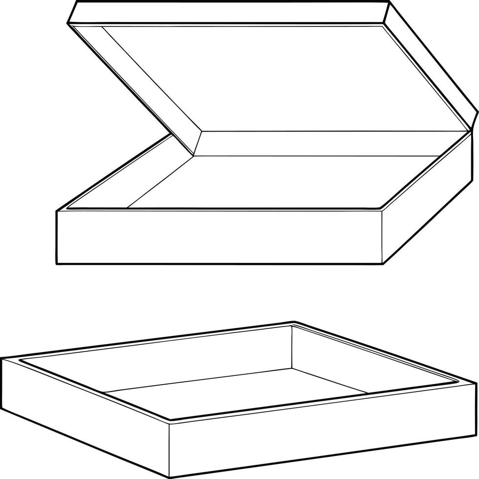 Open and closed square box isolated on white background vector