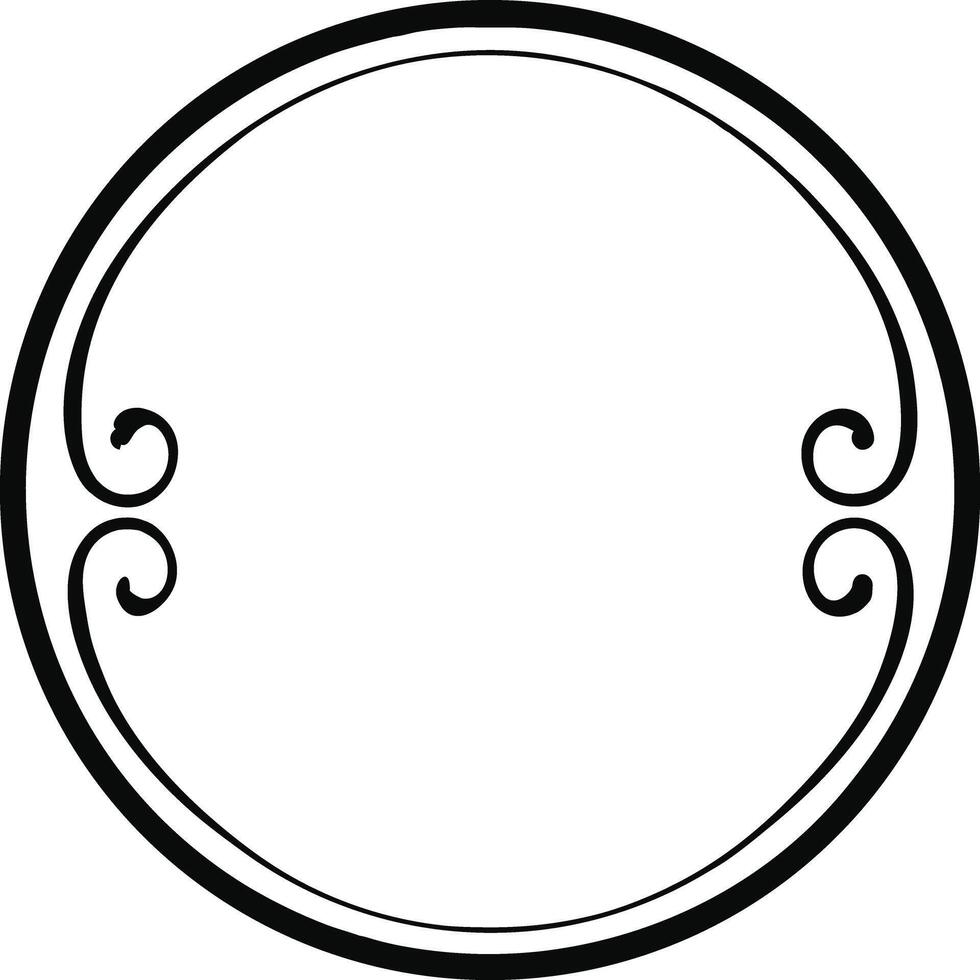Ornate circular frame with swirls isolated on white background vector