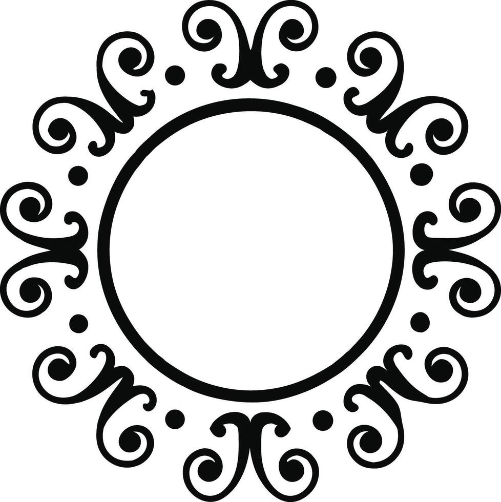 Circular decorative frame with floral scrollwork isolated on white background vector