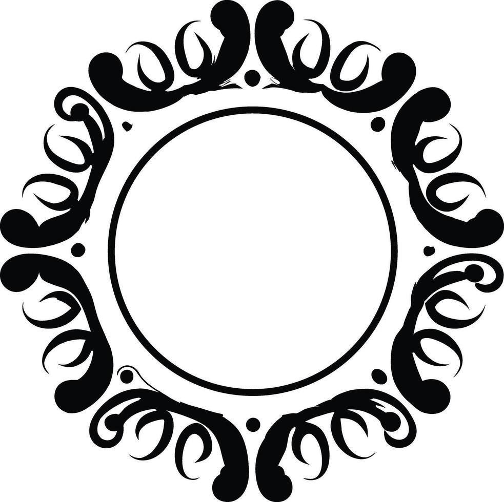 Decorative circular frame with intricate scrollwork isolated on white vector