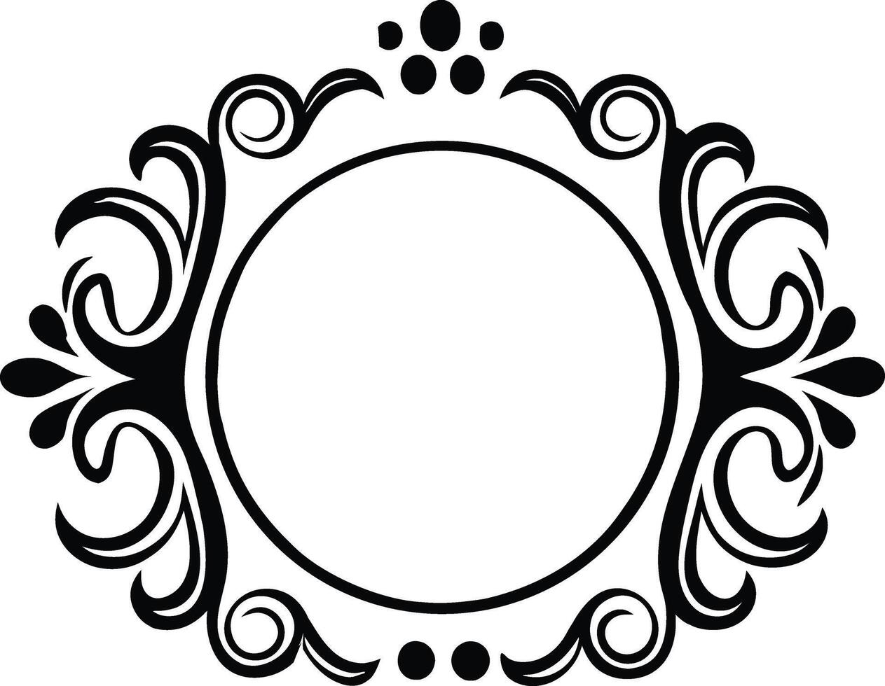 Ornate oval decorative frame with elegant swirls isolated on white background vector