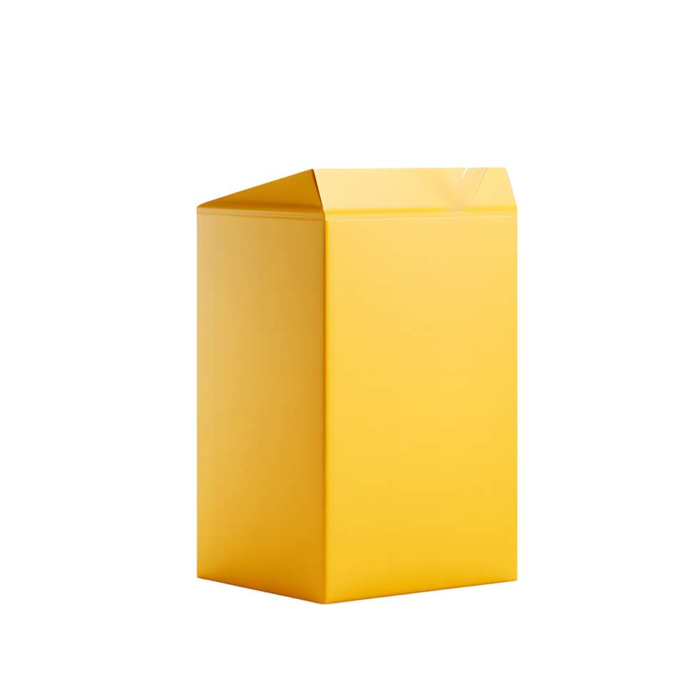 A single yellow rectangular prism object with a beveled top edge isolated on transparent background png