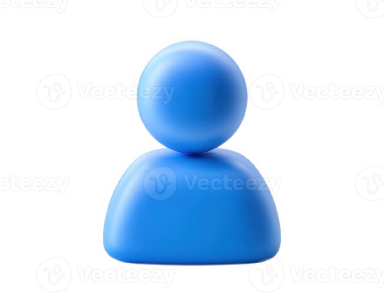 Blue person icon 3D avatar isolated on transparency background simple design digital object minimal style cheerful low resolution modern abstract human figure png