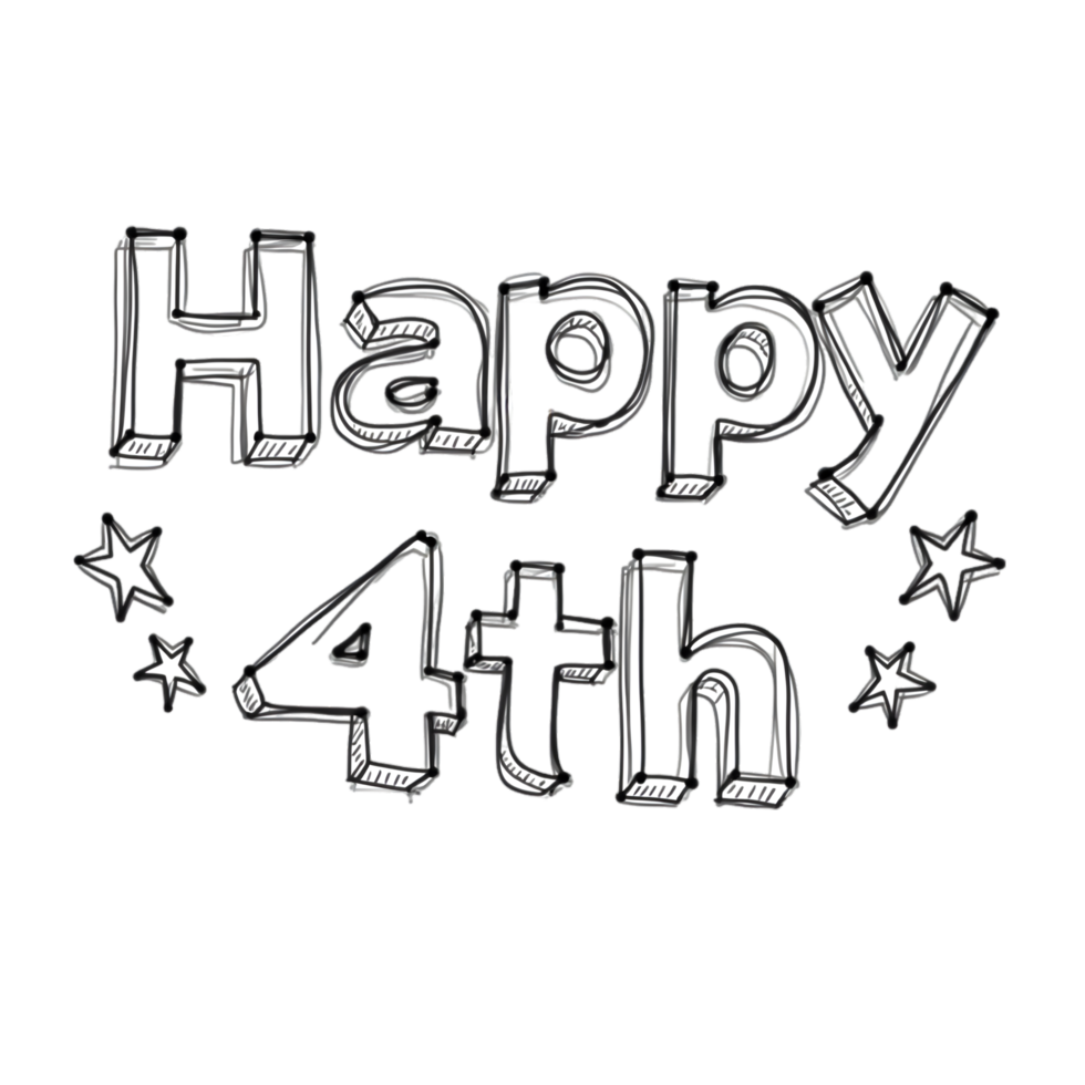 Celebrate the 4th HandDrawn Happy 4th Design isolated on transparent background png