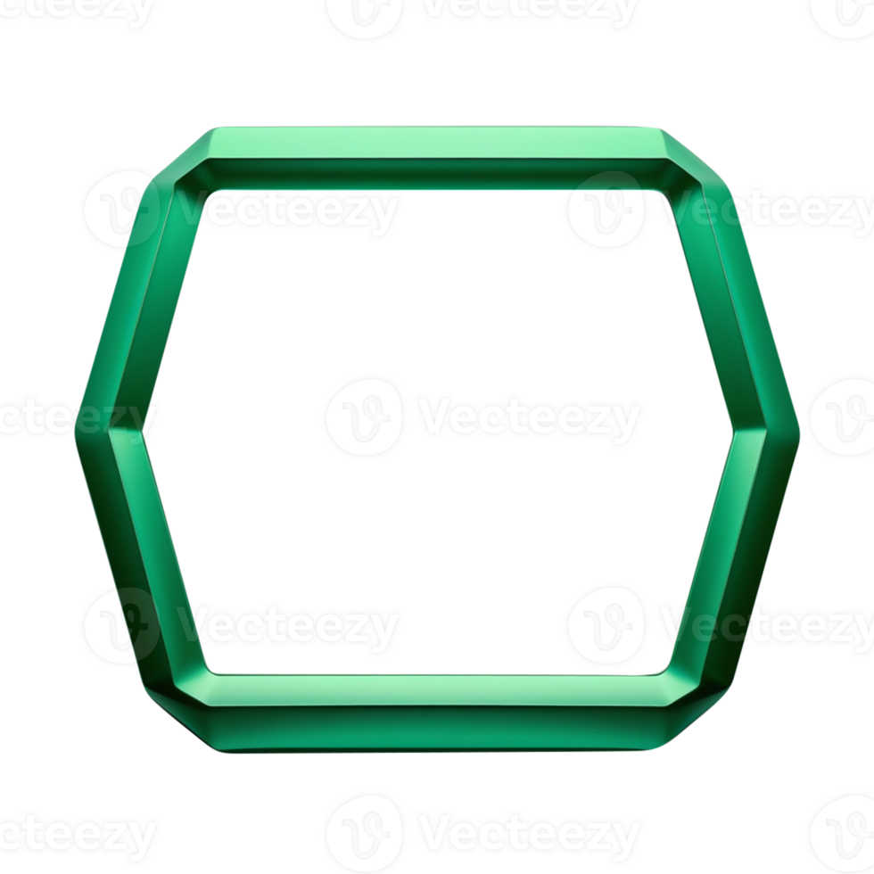 green hexagon frame on transparent background png