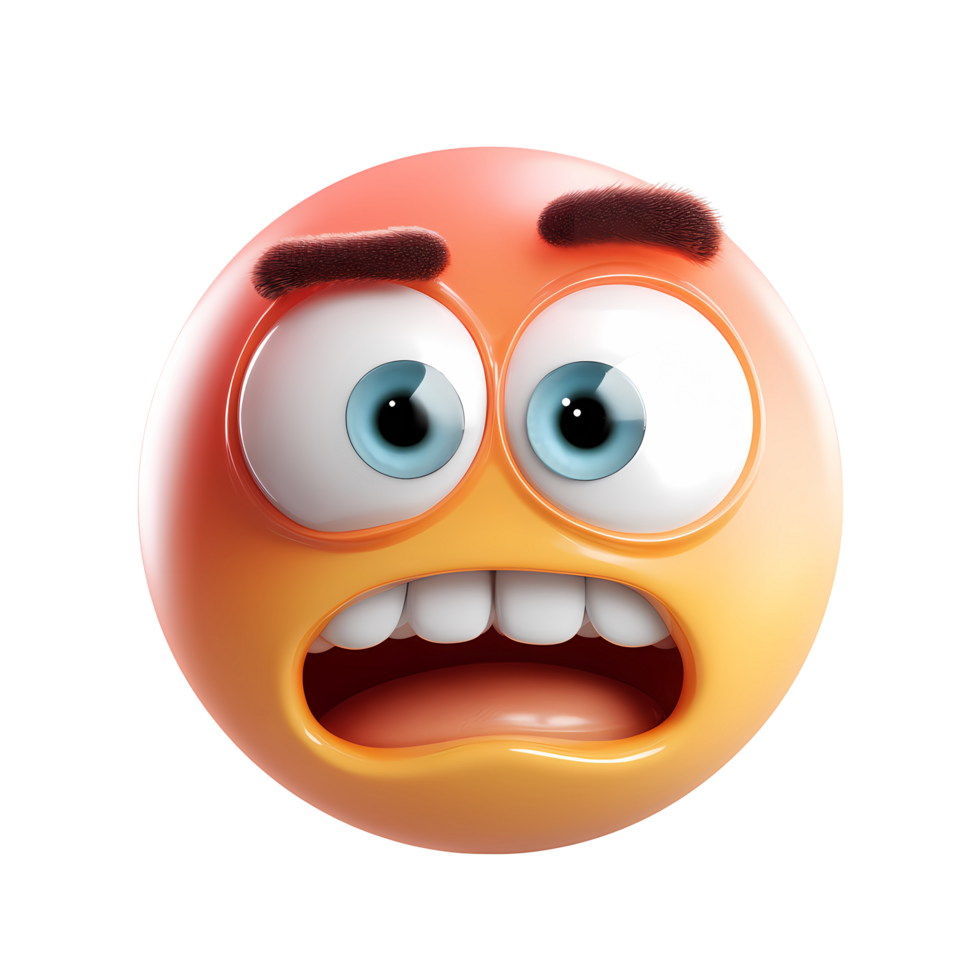 Scared Emoji Face with Wide Eyes on transparent background rendered png