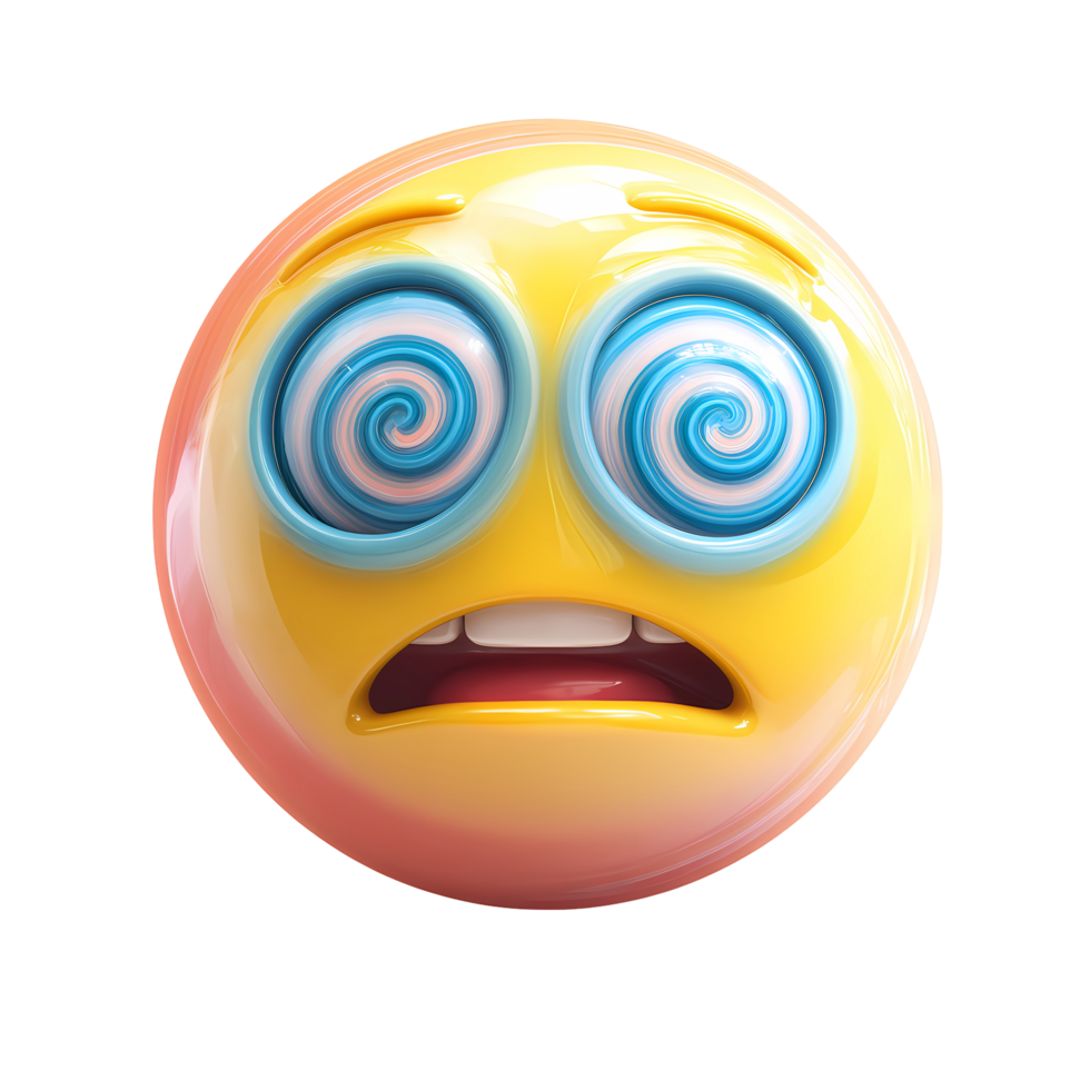 Dizzy Emoji with Swirl Eyes and Open Mouth on transparent background png