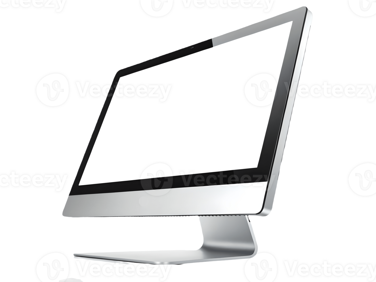Modern Silver All in One Computer Display with Blank White Screen on Clean for Design Mockup and Technology Presentation Transparent Background png