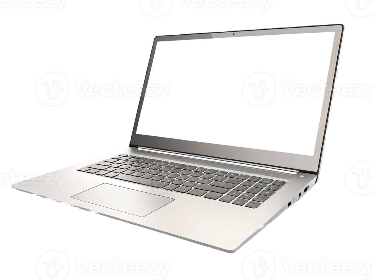 Silver Laptop on , Modern Device Display, Technology Mockup, Sleek Design, Digital Productivity, Presentation Template, Clean Workspace Transparent Background png