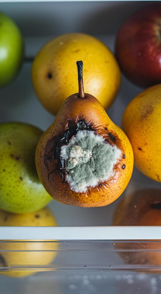 A bunch of apples and pears in a refrigerator photo