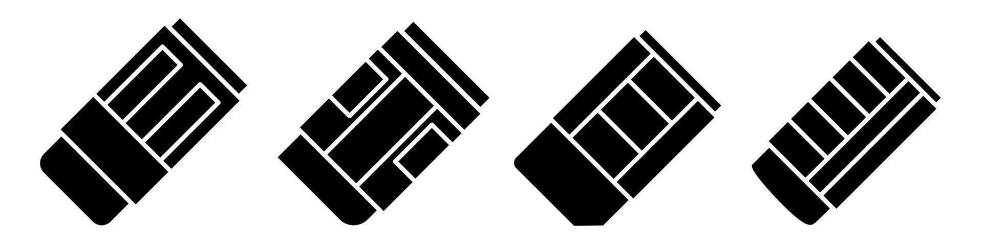 Black eraser icon. Color illustration design collection. Black vector