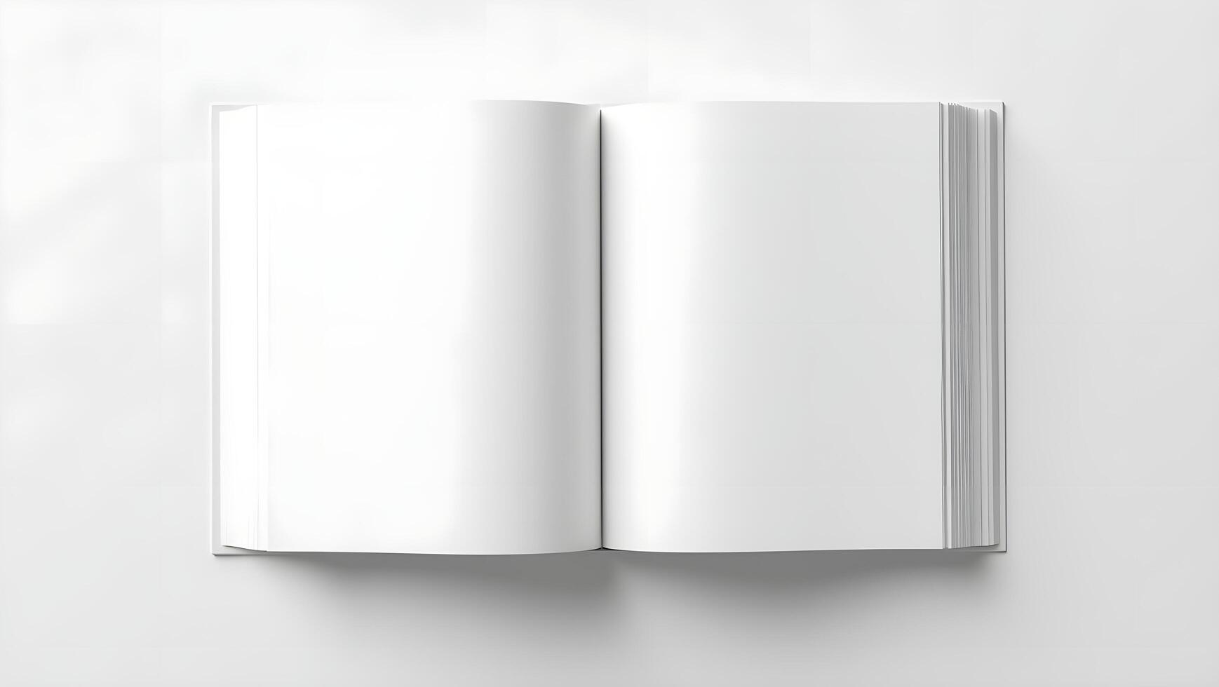 Open Square Book Flatlay with Binding and Centerfold Visible photo