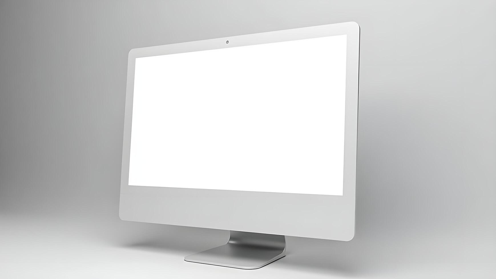Angled View of Blank Website in Browser Frame Over Light Grey photo