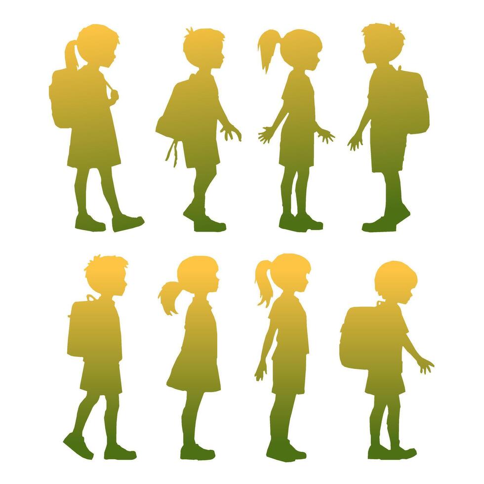 Studying and Reading Silhouette Set vector