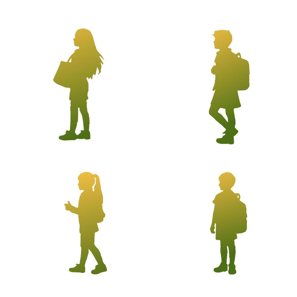 School Routine Silhouette Elements vector