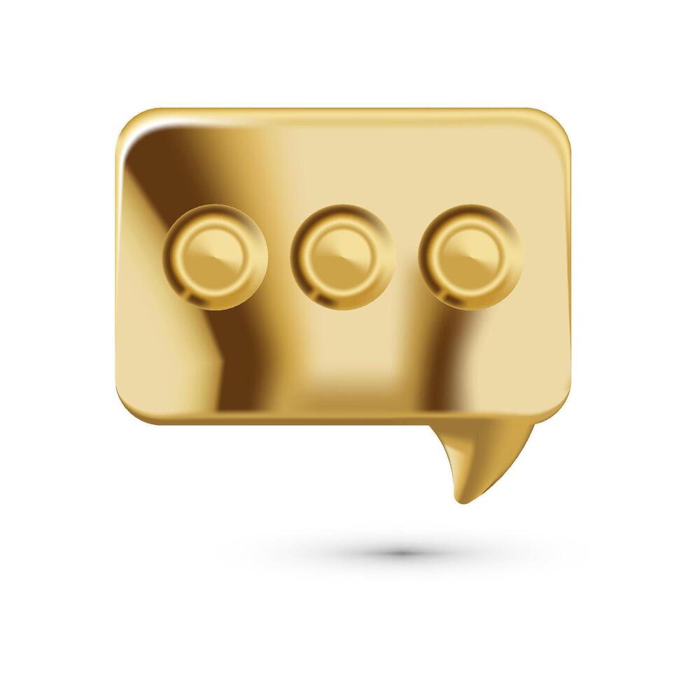Gold Chat Icon with Typing Indicator, Three Dots for Messaging App UI Elements vector