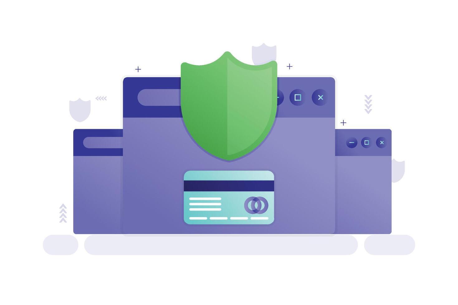 Illustration of Secure Credit Card Payment, Safe Online Transaction with Shield and Card Icon vector