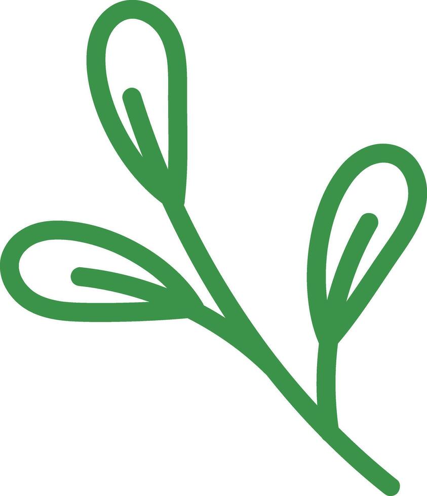 Green leaf and branch doodle. Simple botanical illustration. Ideal for use as an isolated icon or decorative element in graphic design vector