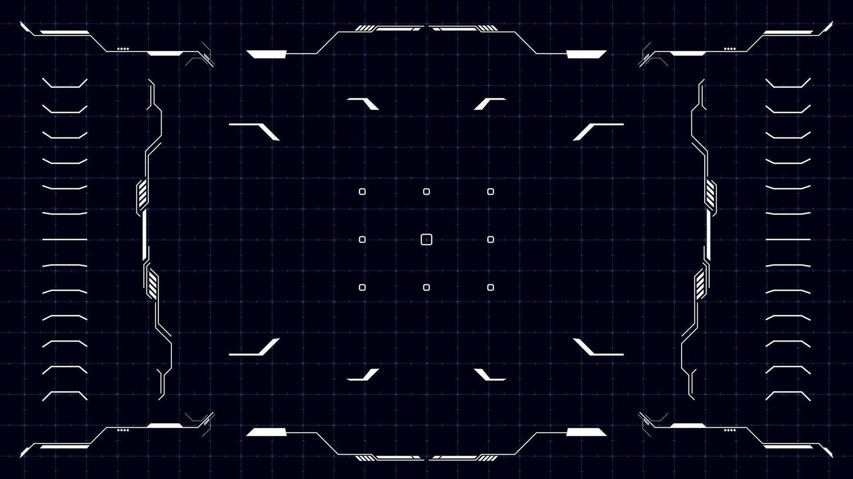 cyber HUD display, helmet or robot view, drone view screen with screen elements in digital grid with dark background banner template vector