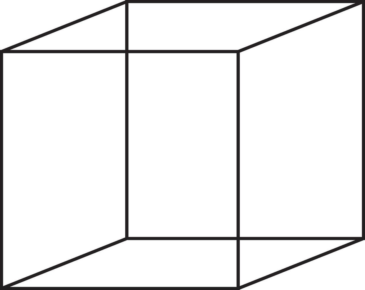 Geometric Line Drawing of a Three-Dimensional Cube for Design and Art Concepts. vector