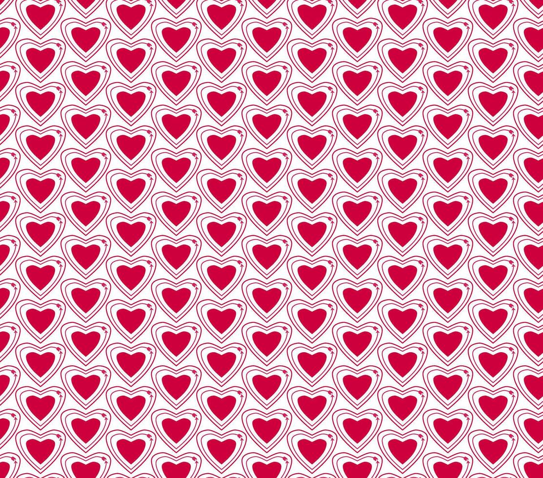 Seamless heart pattern background with red romantic love symbols for Valentine and wedding design vector