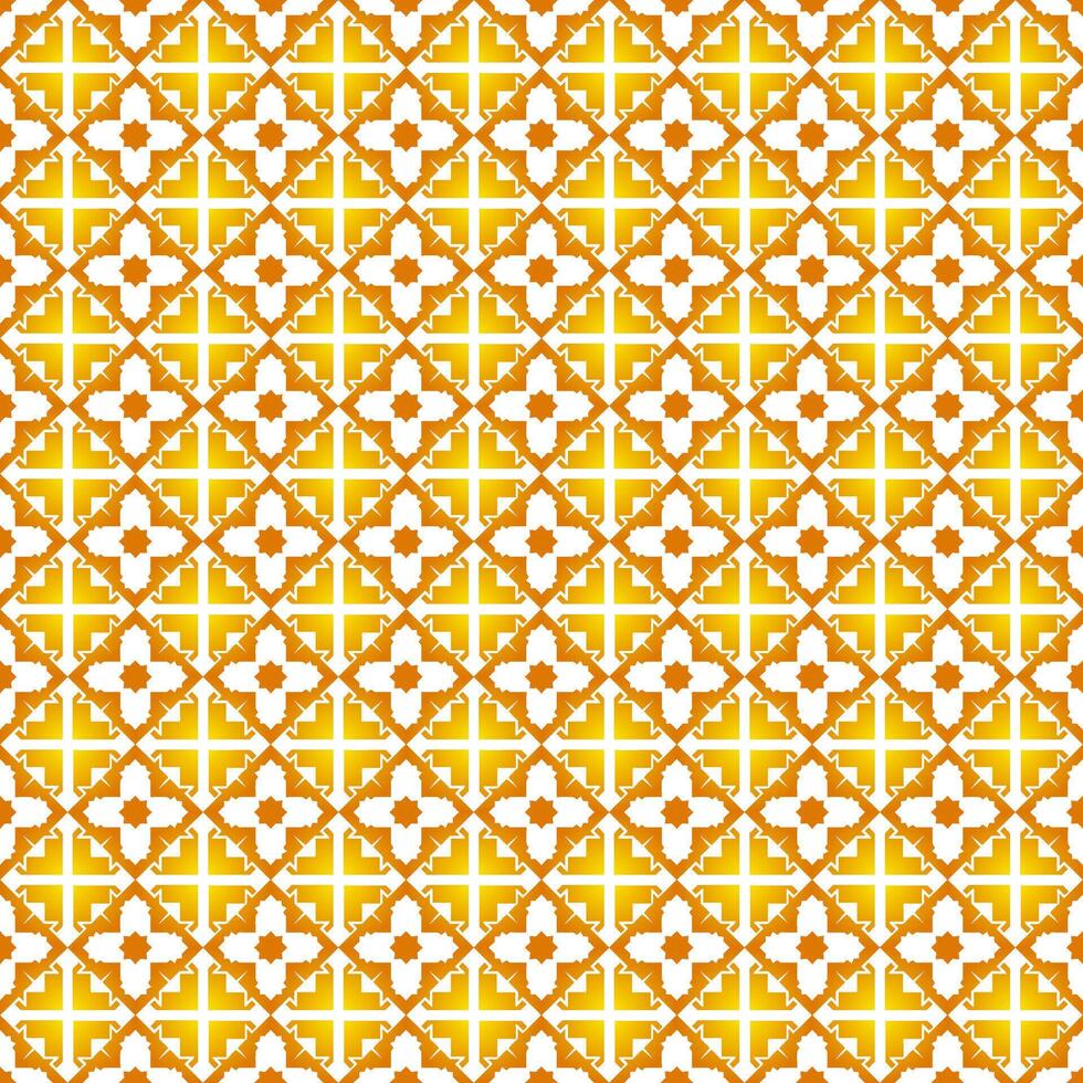 Seamless pattern with geometric floral tiles in yellow and white, traditional decorative style vector