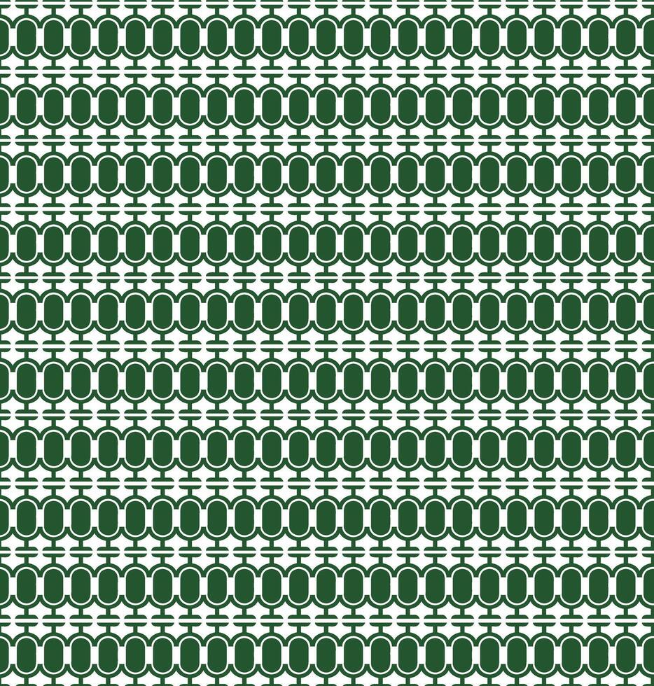 Seamless pattern of green oval shapes connected by geometric lines on white background vector