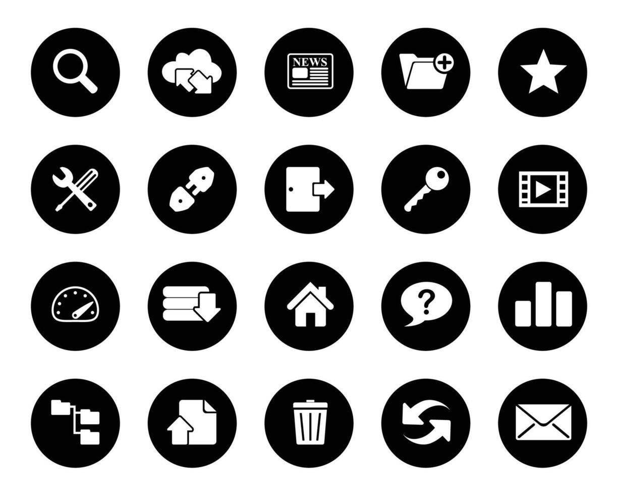 Hosting related website icon set for website and graphic designing projects. vector