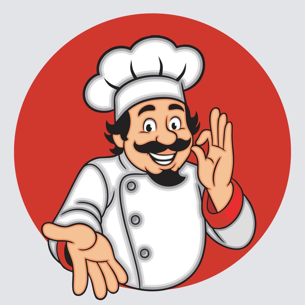 Cheerful chef with gesture vector
