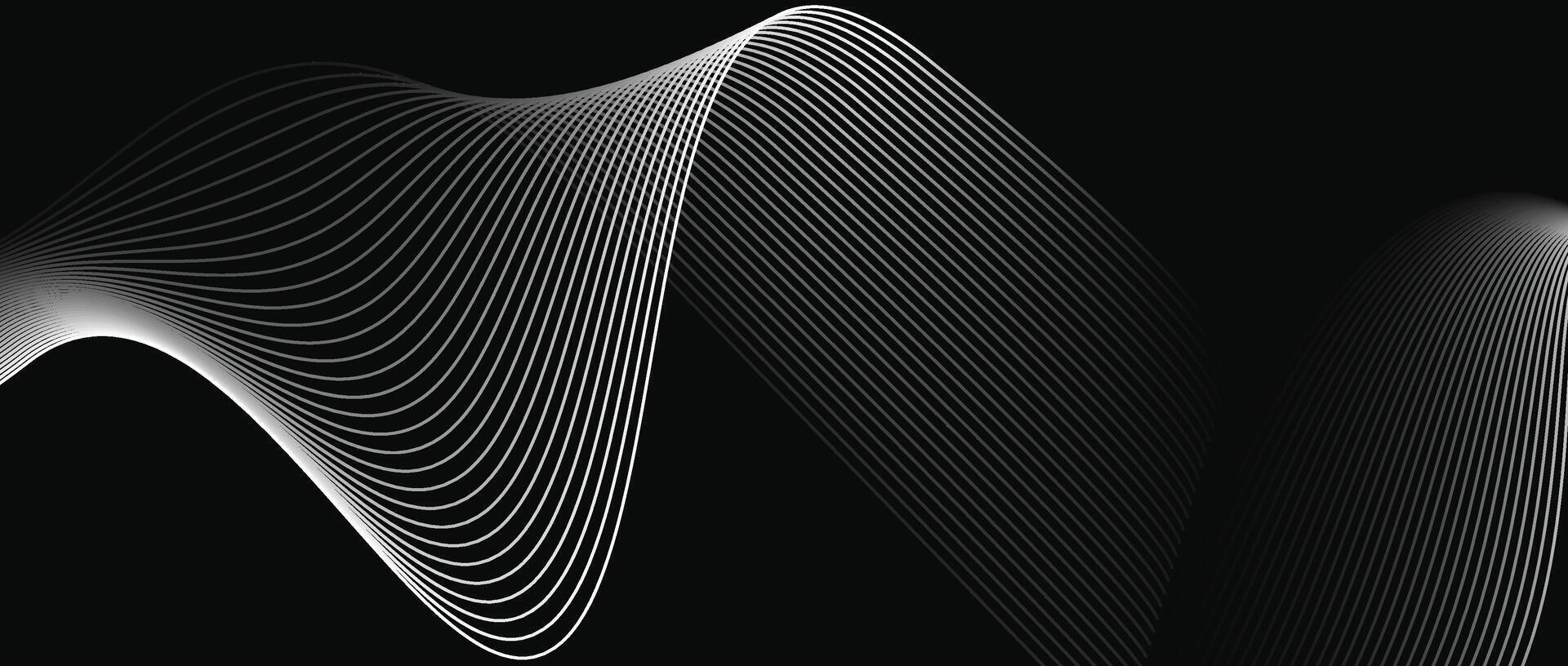 Black and White Abstract Wavy Lines Background Minimal Futuristic Flow Design for Elegant Modern Digital Themes vector