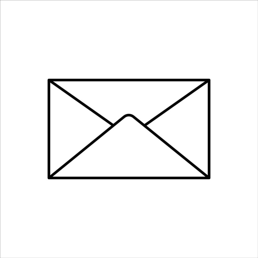 Black and white email envelope icon isolated on white background represents mail message inbox notification newsletter web contact communication data delivery service internet text message simplicity vector