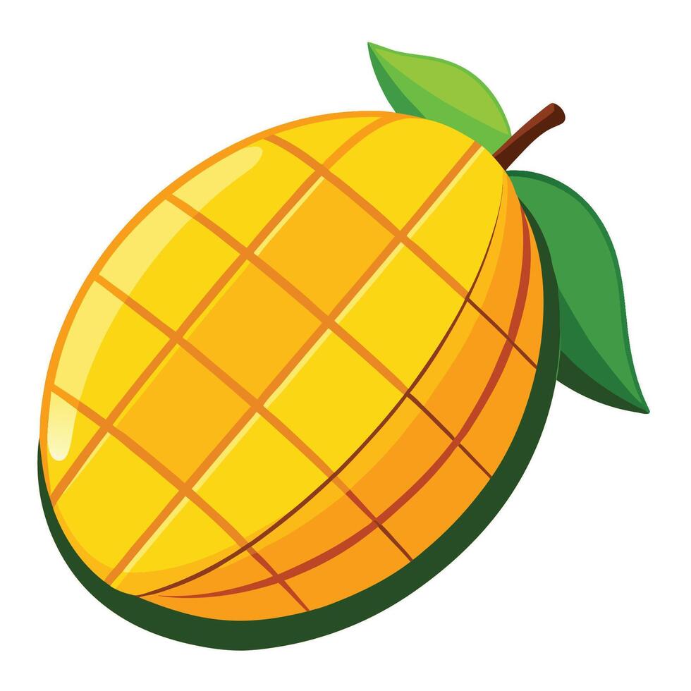 A mango fruit is shown on a white background vector