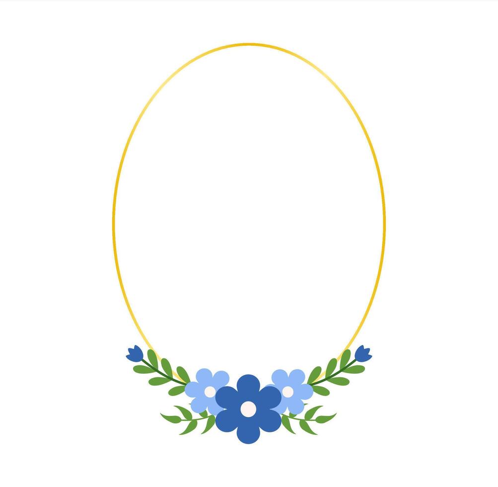 Classic Blue Botanical Frame Design for Party Templates vector