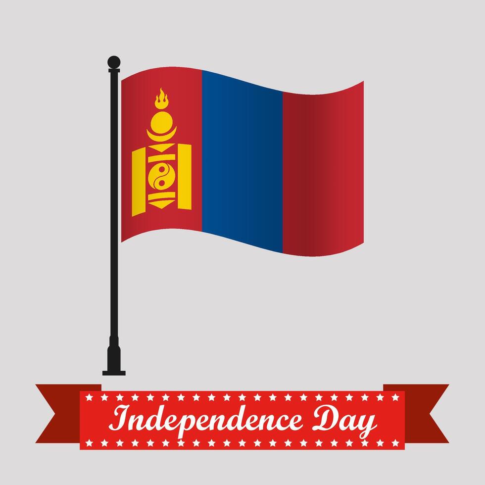 Flat Mongolia Independence Day With Waving Flag vector