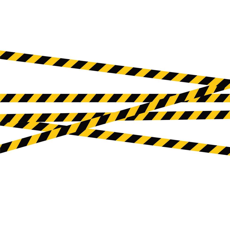 A set of black and yellow caution tape on a white background vector