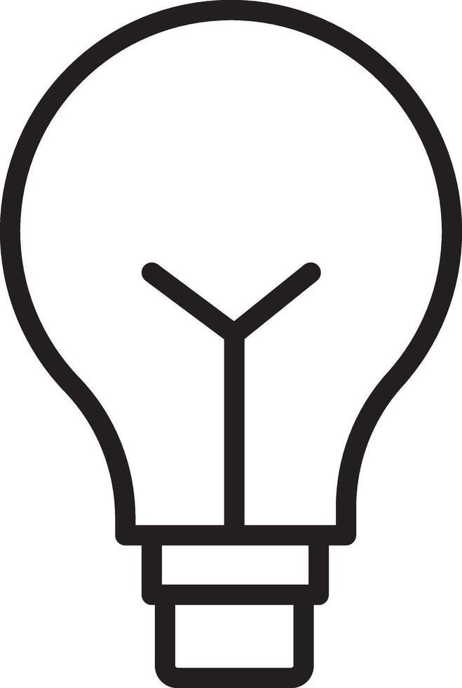 Light bulb outline icon simple black line drawing minimalistic style symbol of idea innovation creativity isolated on transparency background vector