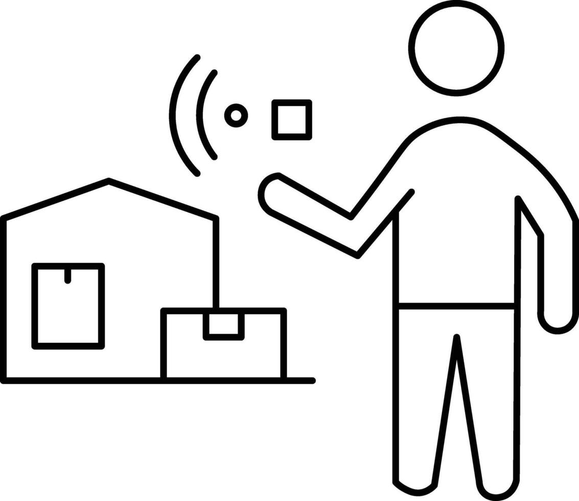 Smart home automation wireless control person house technology minimal line art modern lifestyle digital device connectivity convenience innovation vector