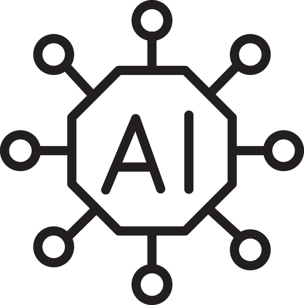 AI network icon artificial intelligence symbol digital connection technology concept machine learning futuristic minimal design black and white illustration innovation vector