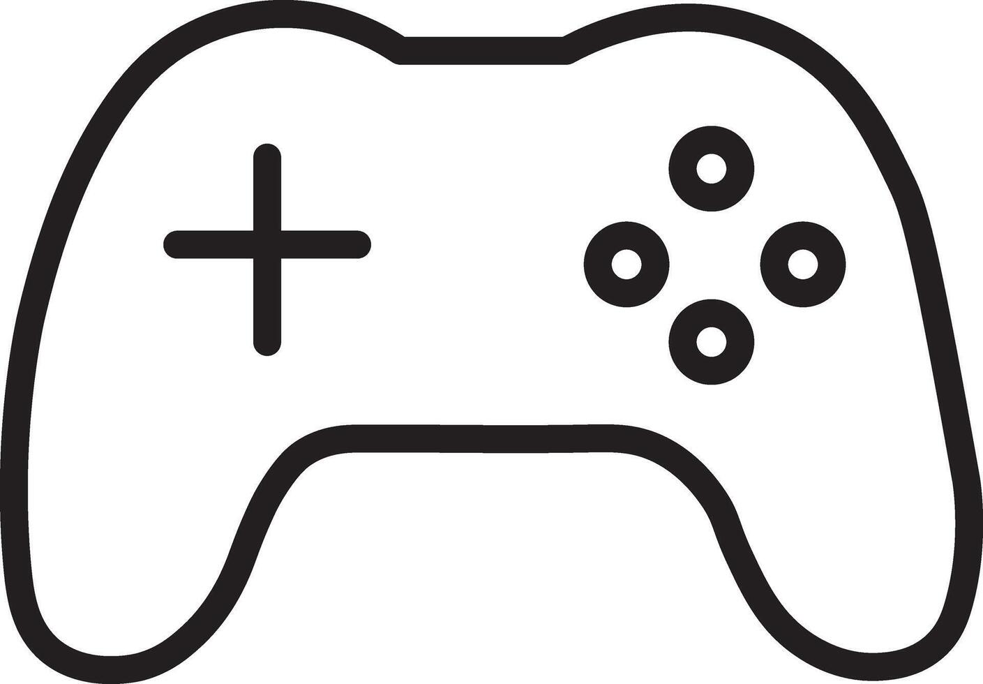 Game controller outline icon joystick gaming device technology black white symbol simple isolated electronic entertainment leisure control button modern minimal flat design digital play vector