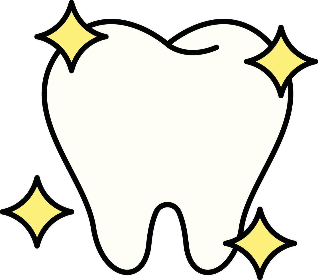 Clean white tooth with shiny sparkles vector