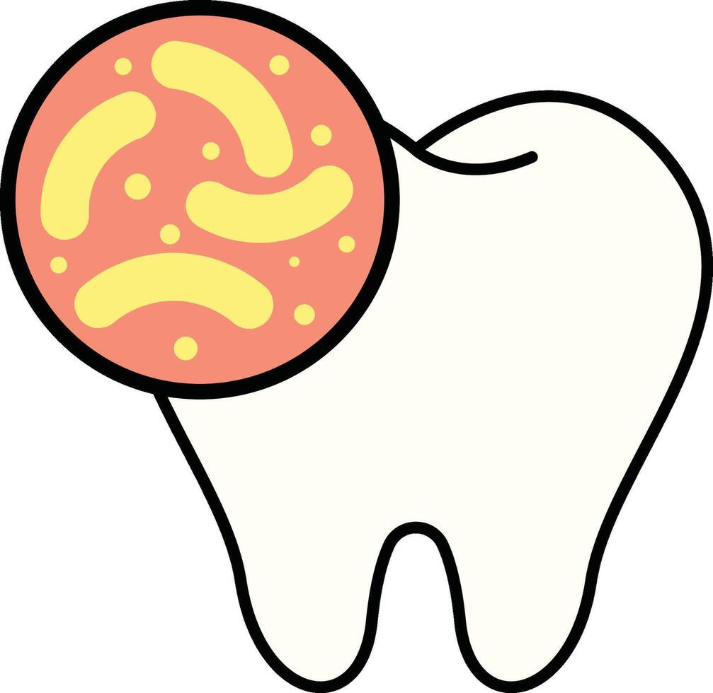 Tooth with bacteria dental problem vector