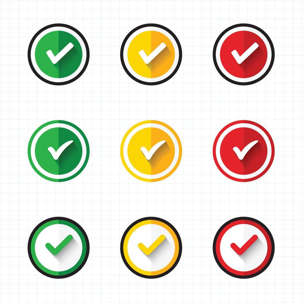Colorful checkmark icons in various colors vector