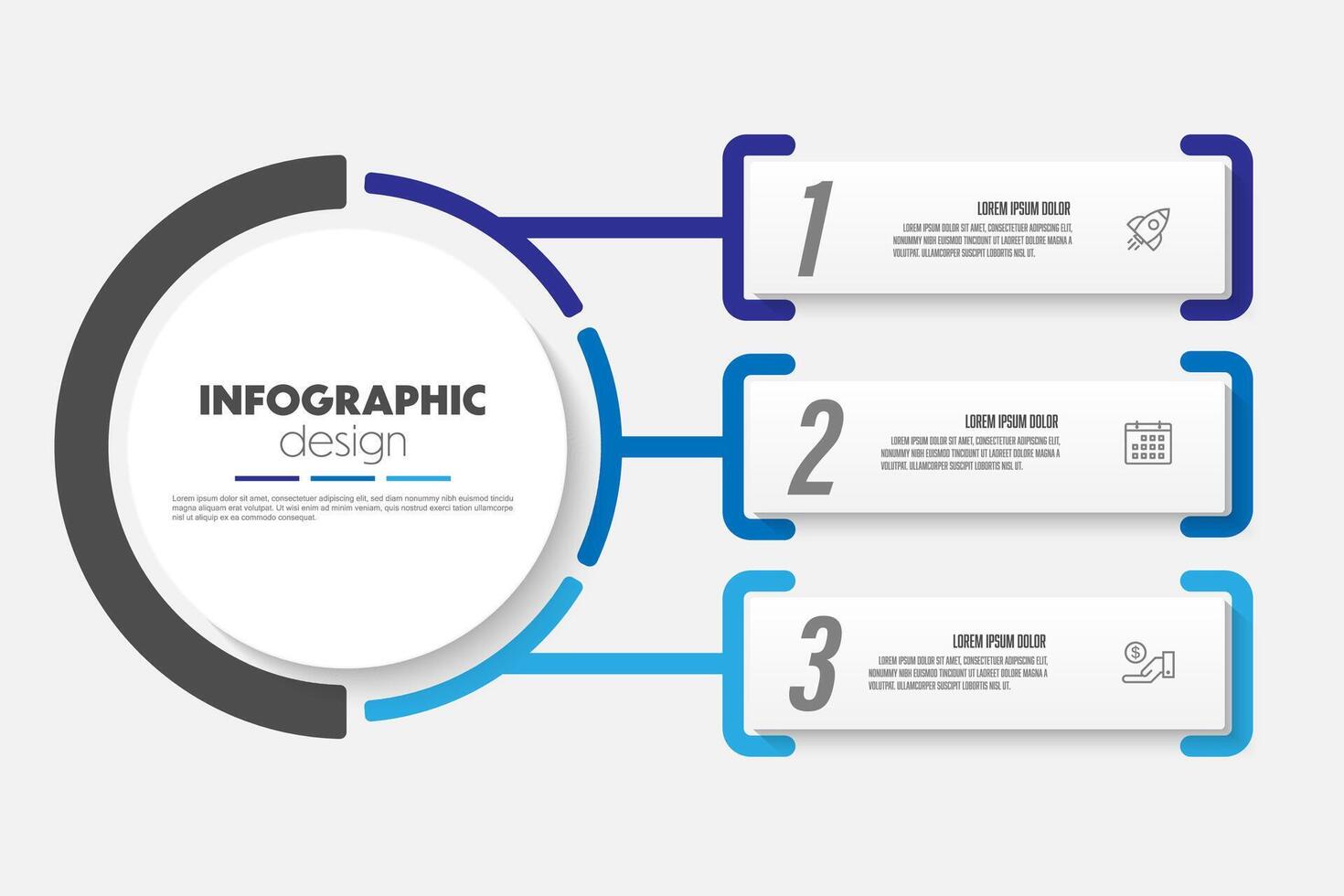 Infographic design template with icon 3 step business design icon for presentation vector