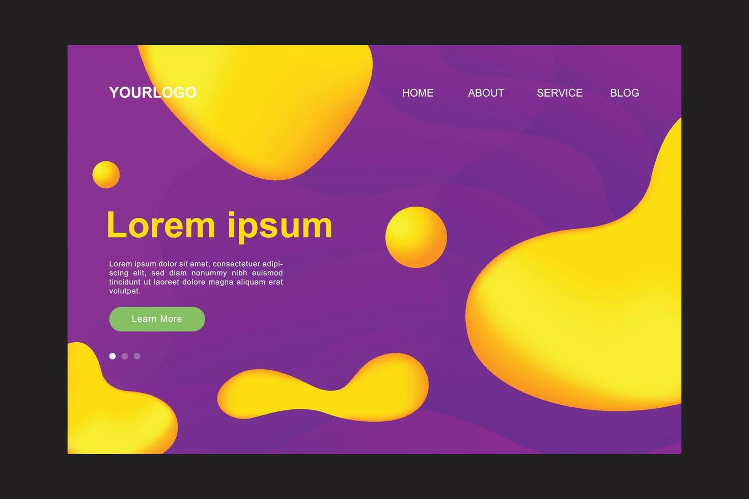 Modern design landing page with fluid shape vector