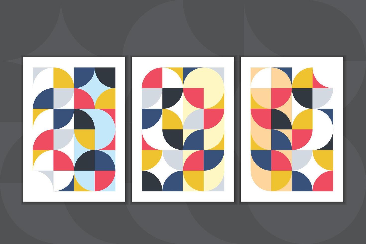Colorful geometric art prints collection vector