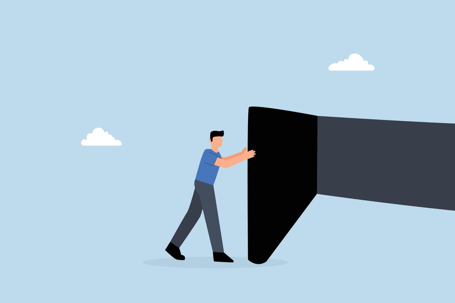 Keep pushing yourself, entrepreneur exerts his immense ego with full force. vector