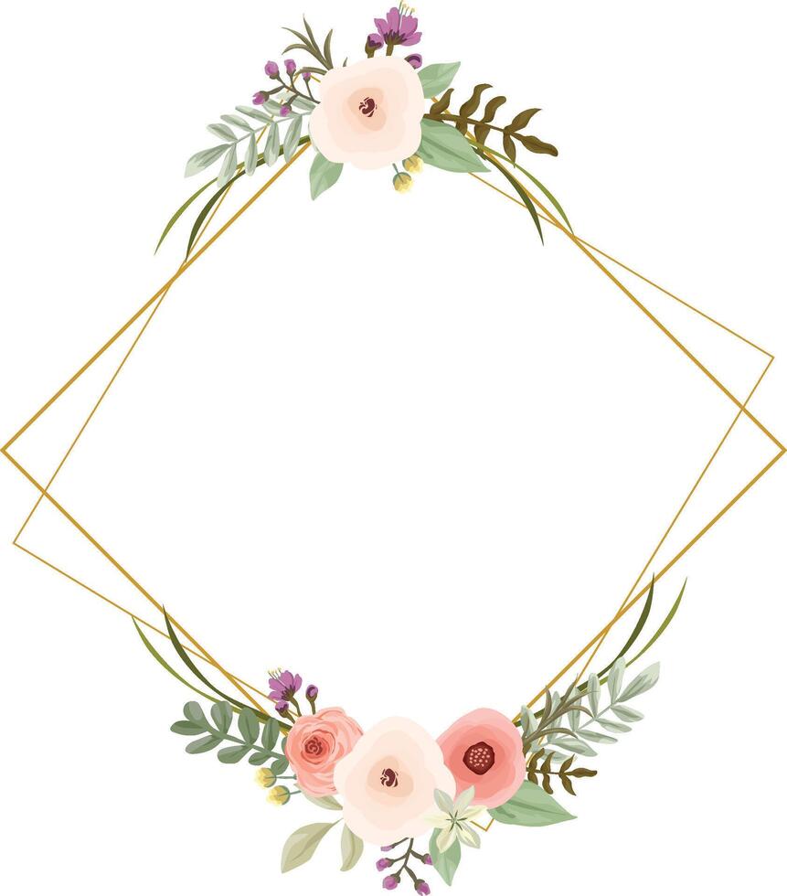 Floral frame with pastel flowers vector