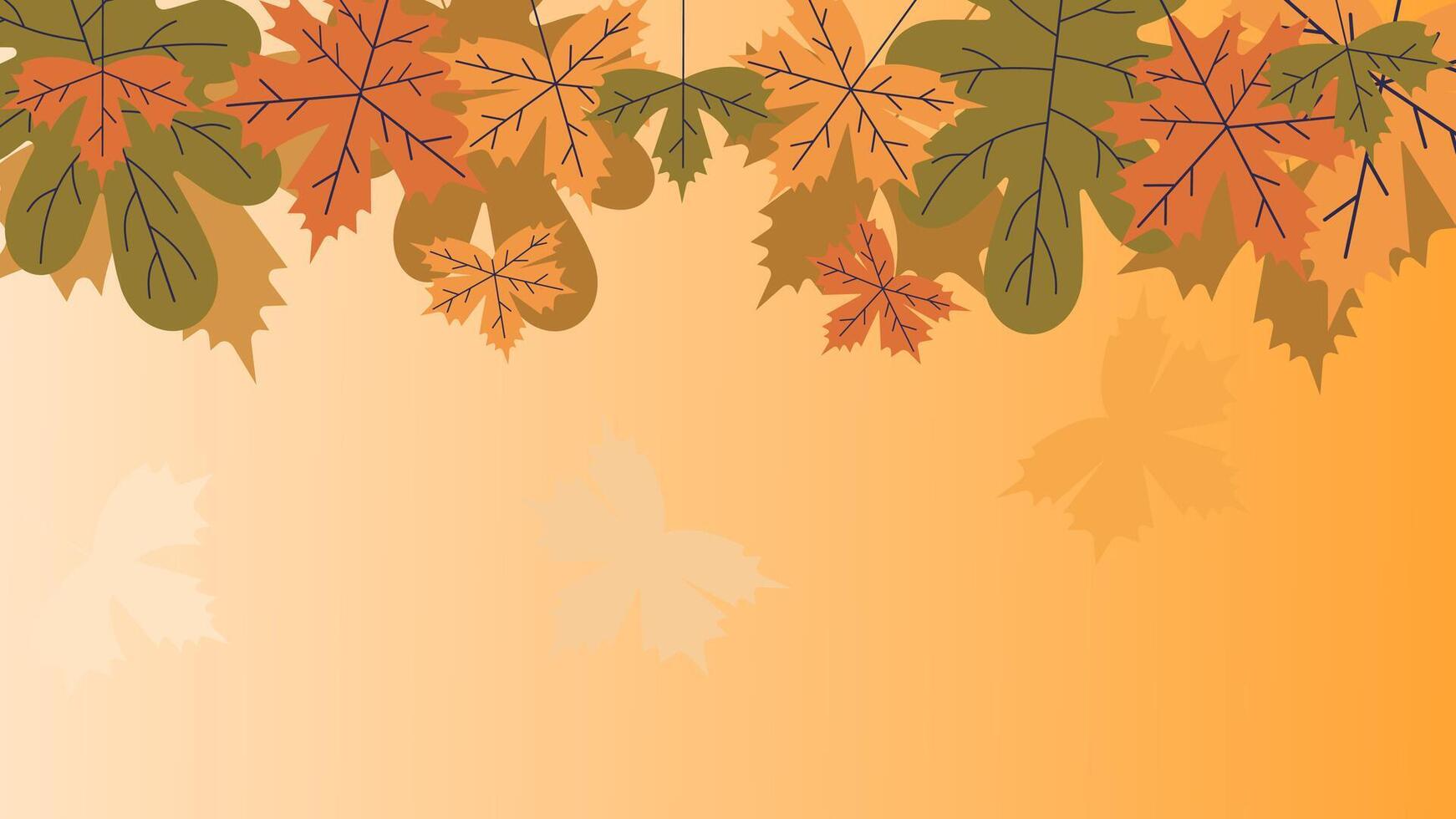 Abstract Autumn Background with Warm Gradient Colors and Leaf Shapes vector