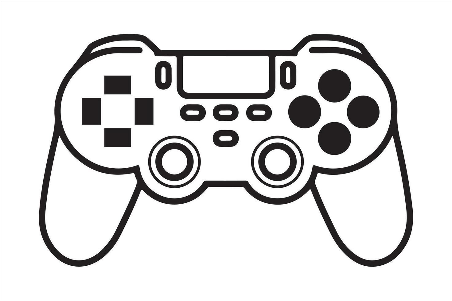 Black and white silhouette of a modern game controller isolated on white background vector